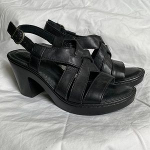 Black strappy heel sandals